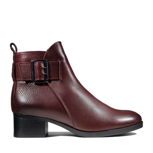 Clarks Womens Mila Charm Biker Boots Burgundy | USA-9741652